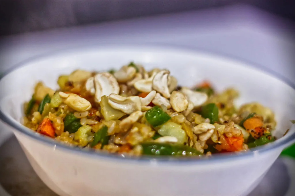 Sweet and Savory Pineapple Fried Rice with Cashews